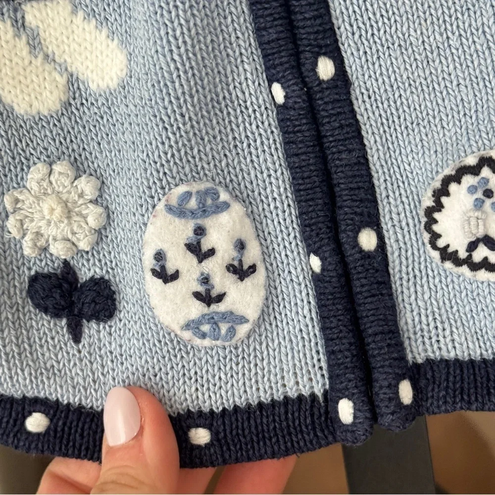 Vintage Harstrings bunny Easter eggs Intarsia knit cardigan sweater toddler girl